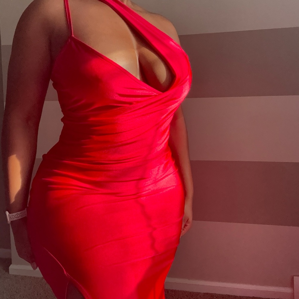 Fashion Nova Red One Shoulder Dress